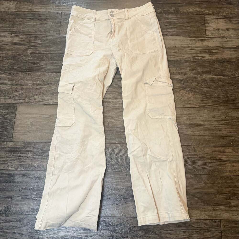Sneak Peek Cream Wide Leg Cargo Flare Pants Size 9/29